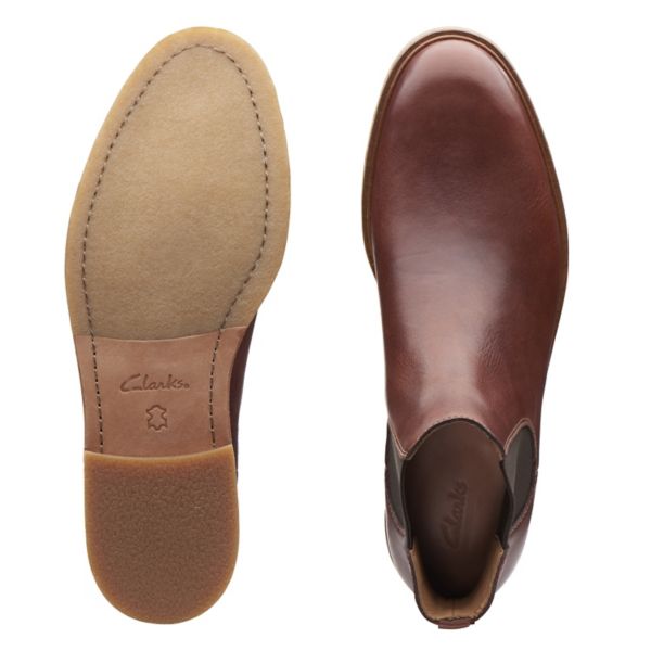 Clarks Mens Clarkdale Gobi Chelsea Boots Mahogany Leather | UK-5426379